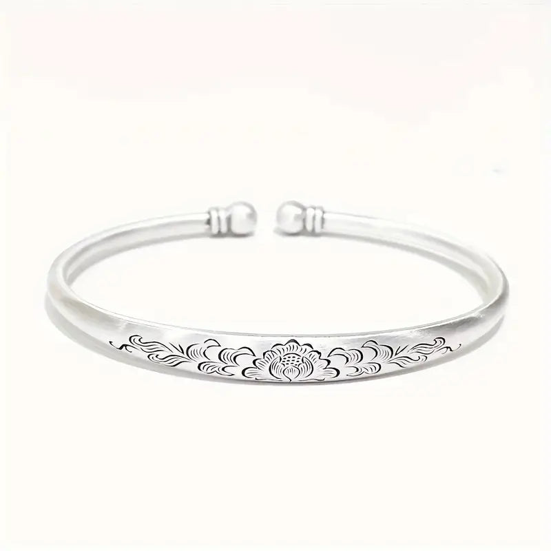 Sterling Silver Floral Cuff Bracelet