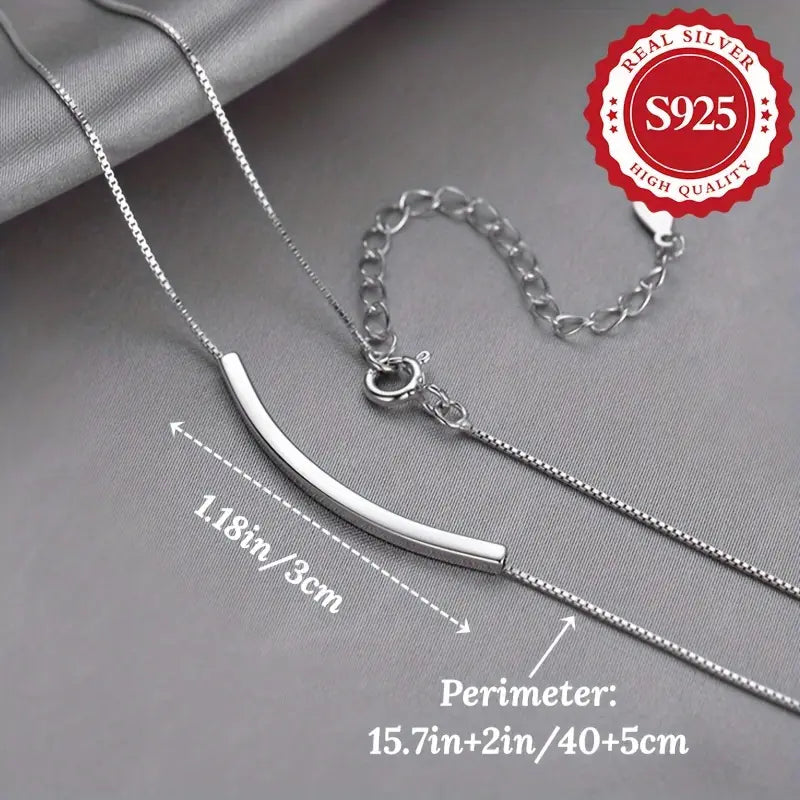 Sterling Silver Smile Bar Necklace