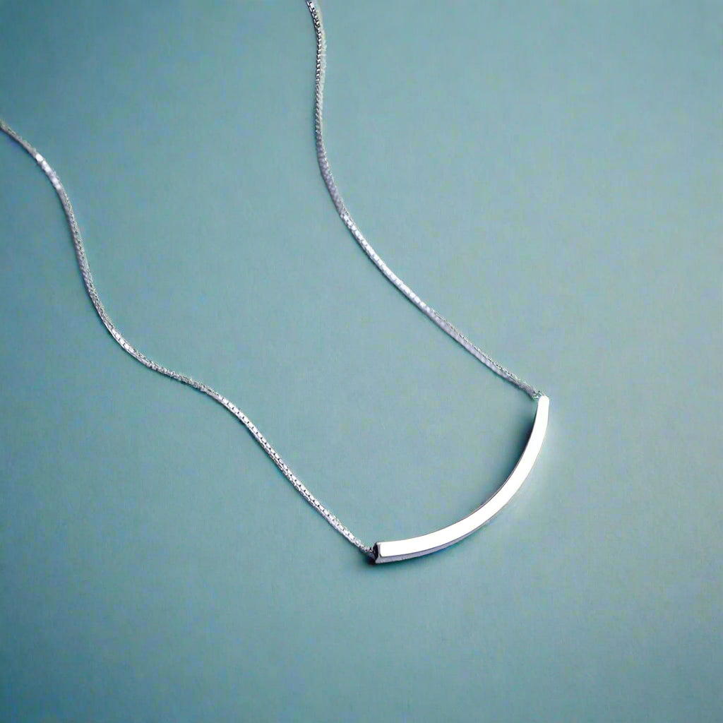 Sterling Silver Smile Bar Necklace