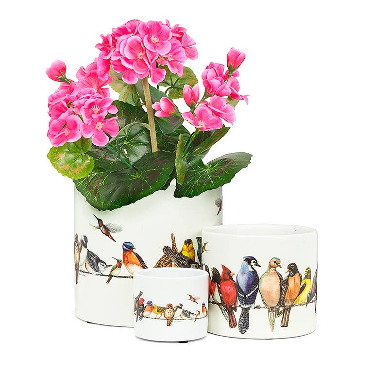 Sm Birds on Wire Planter-4.5" D