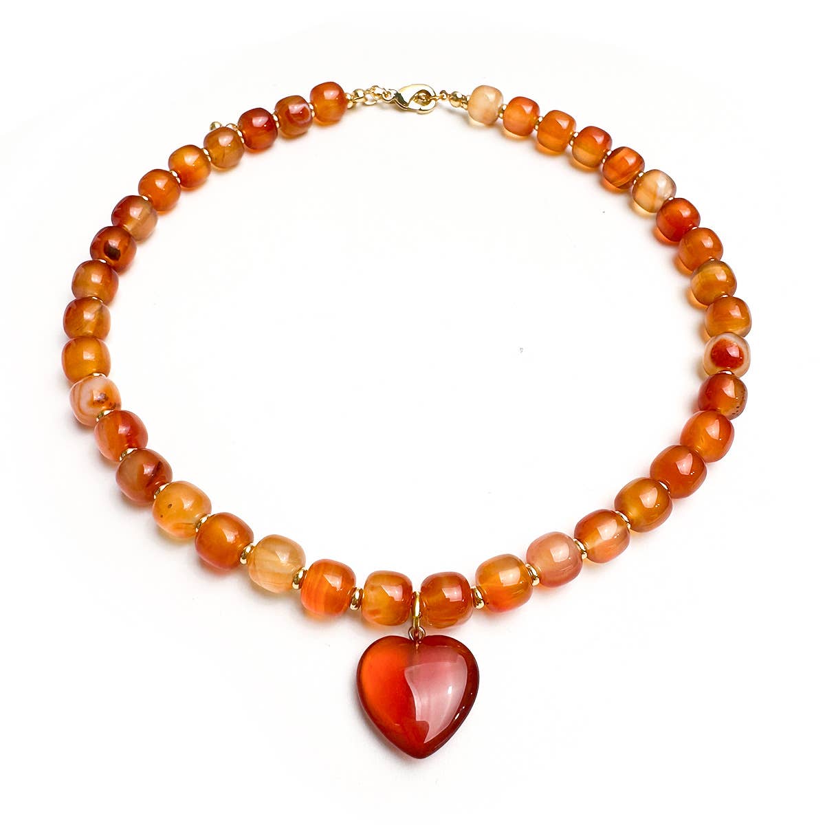 Natural Stone Heart Pendant Necklace Maillard Style Jewelry