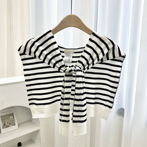 STRIPED KNITTED OUTER SHAWL_CWASC0758