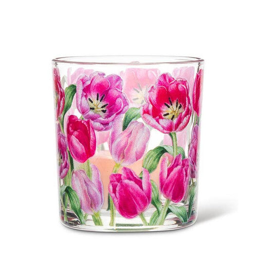 Pink Tulips Votive-3"H