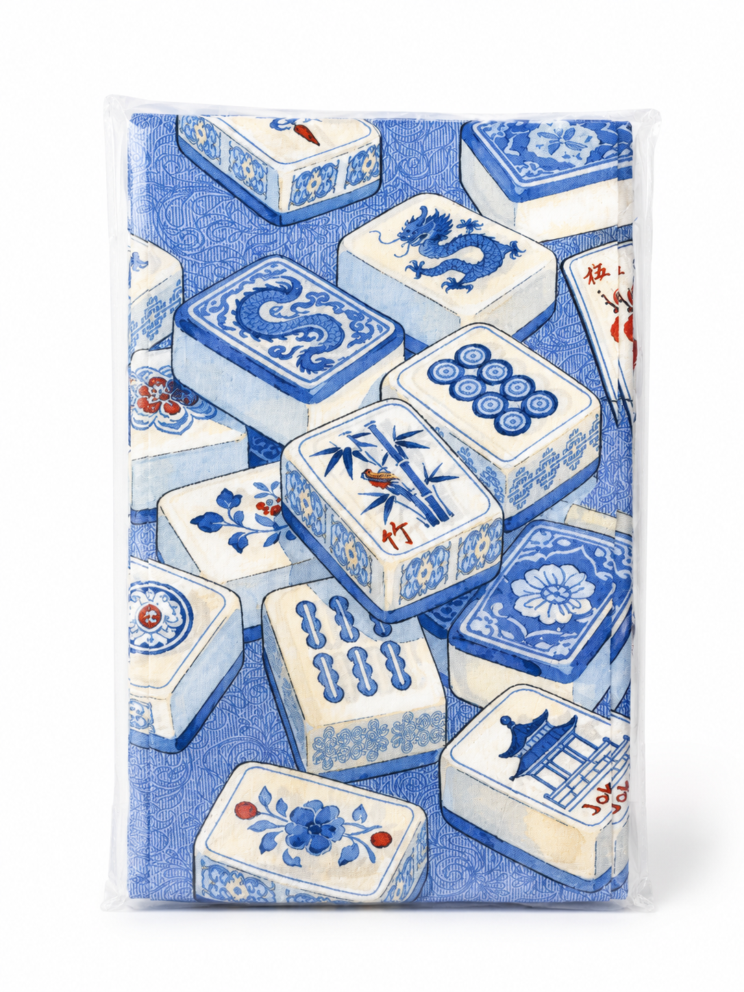 Blue Mahjong Napkins Tiles Pattern