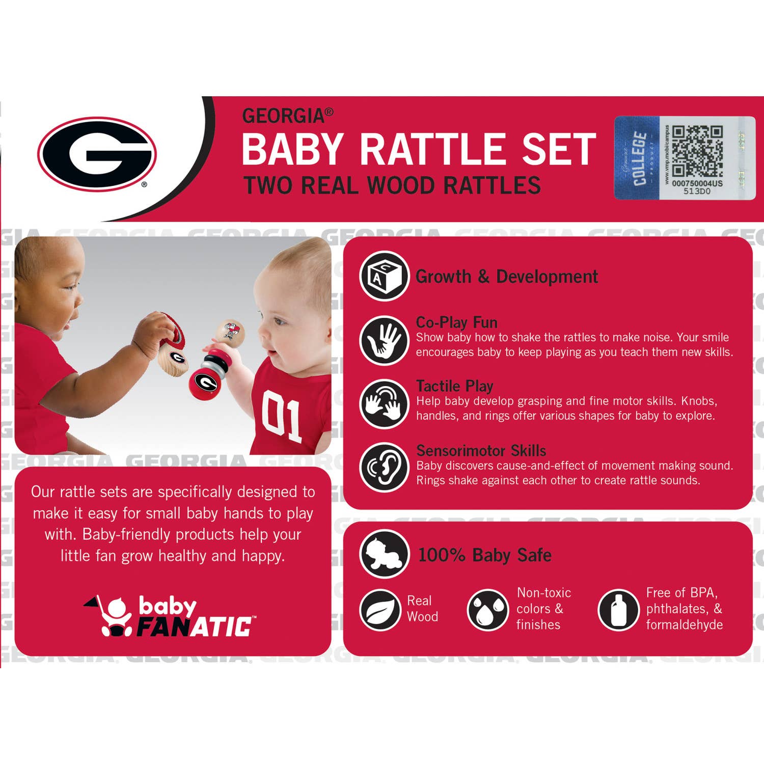 Georgia Bulldogs Baby Rattles 2-Pack