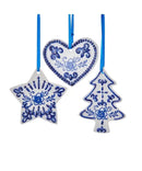 3"PORC DELFT BLUE HEART/TREE/STAR