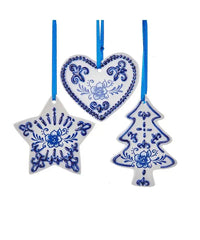 3"PORC DELFT BLUE HEART/TREE/STAR