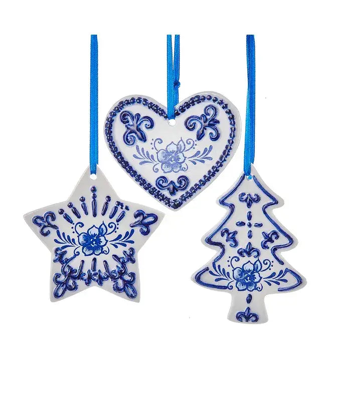 3"PORC DELFT BLUE HEART/TREE/STAR