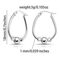 Sterling Silver 3-Beaded Hoop Earrings