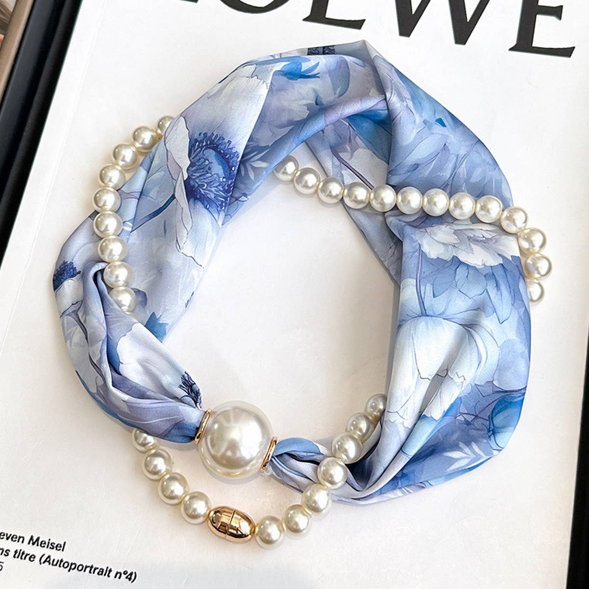 Pearl Magnetic Skinny Silk Neck Scarf_CWASC03931