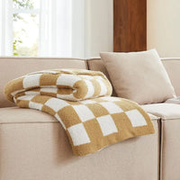 Gold and White Checkered Blanket