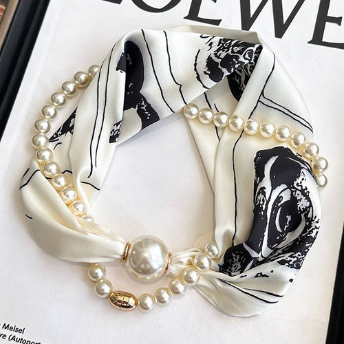 Pearl Magnetic Skinny Silk Neck Scarf_CWASC03931