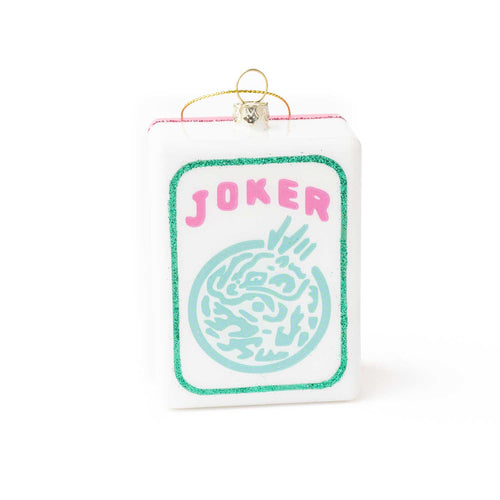 Large Mahjong Joker Tile Glass Christmas Ornament