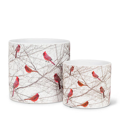 Small Cardinals in Bush Planter-4.5" D