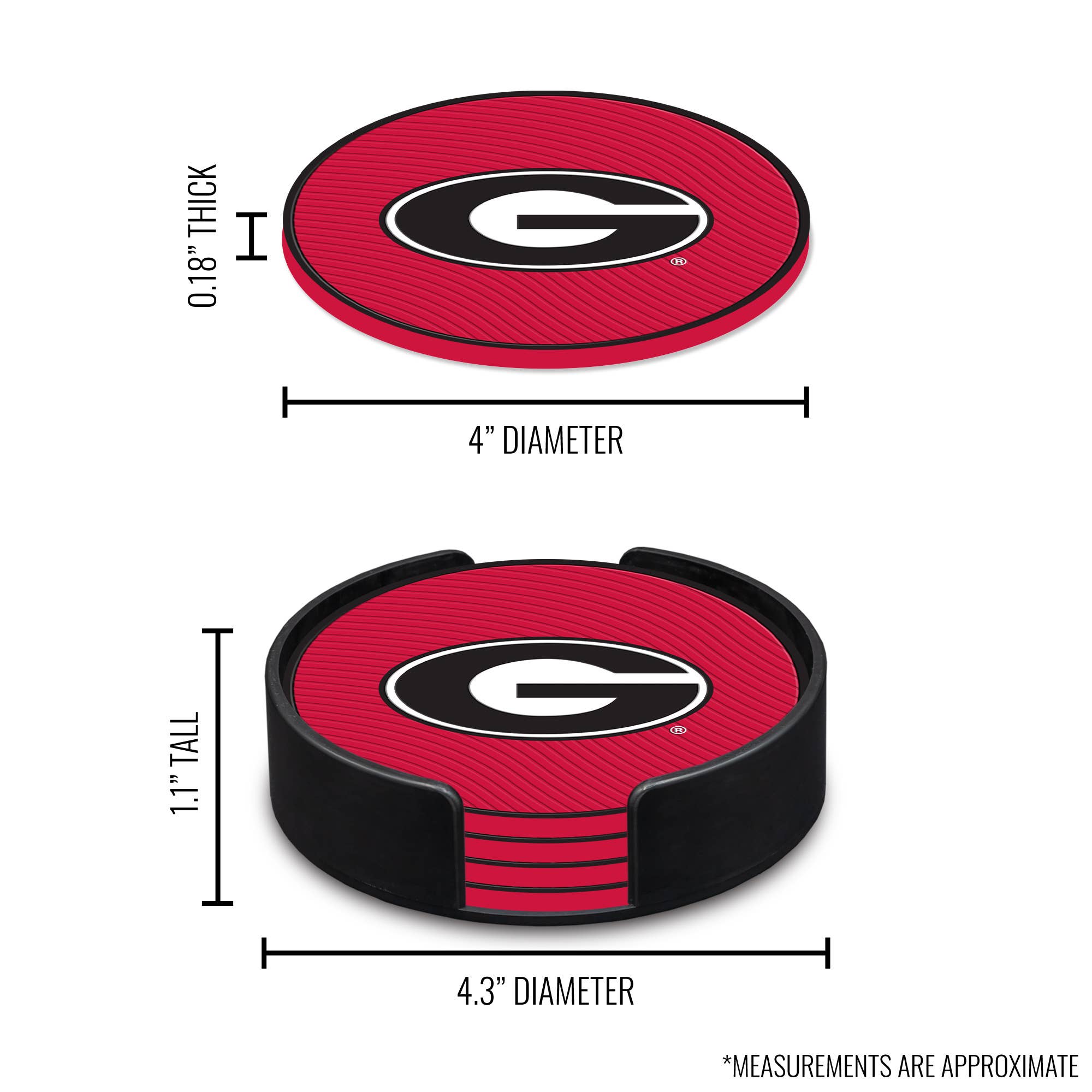 Georgia Bulldogs Molded PVC Coaster (4-Pack)