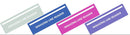 A set of white rectangular card sleeves or book divider pages arranged in a grid, with four angled sample labels at the bottom reading "MAHJONG LINE READER" in light green, blue, pink, and purple.