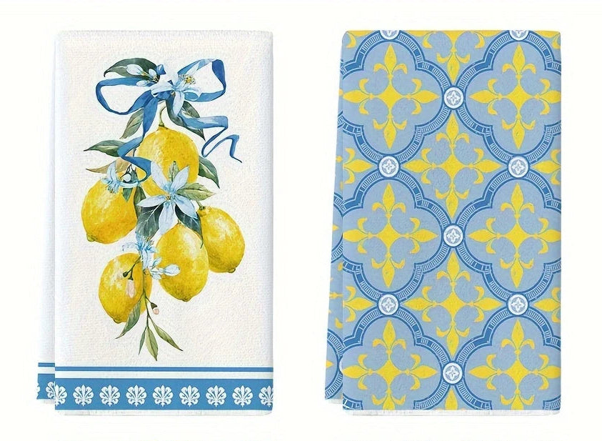 Lemon Floral Kitchen Towel Sets