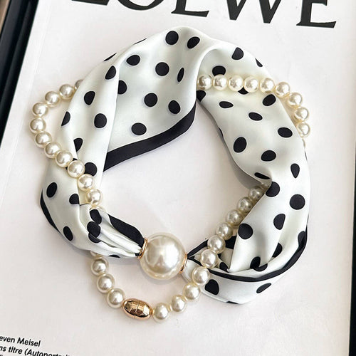 Pearl Magnetic Skinny Silk Neck Scarf_CWASC03931