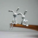 Chrome Bunny Figurines, Set of 2
