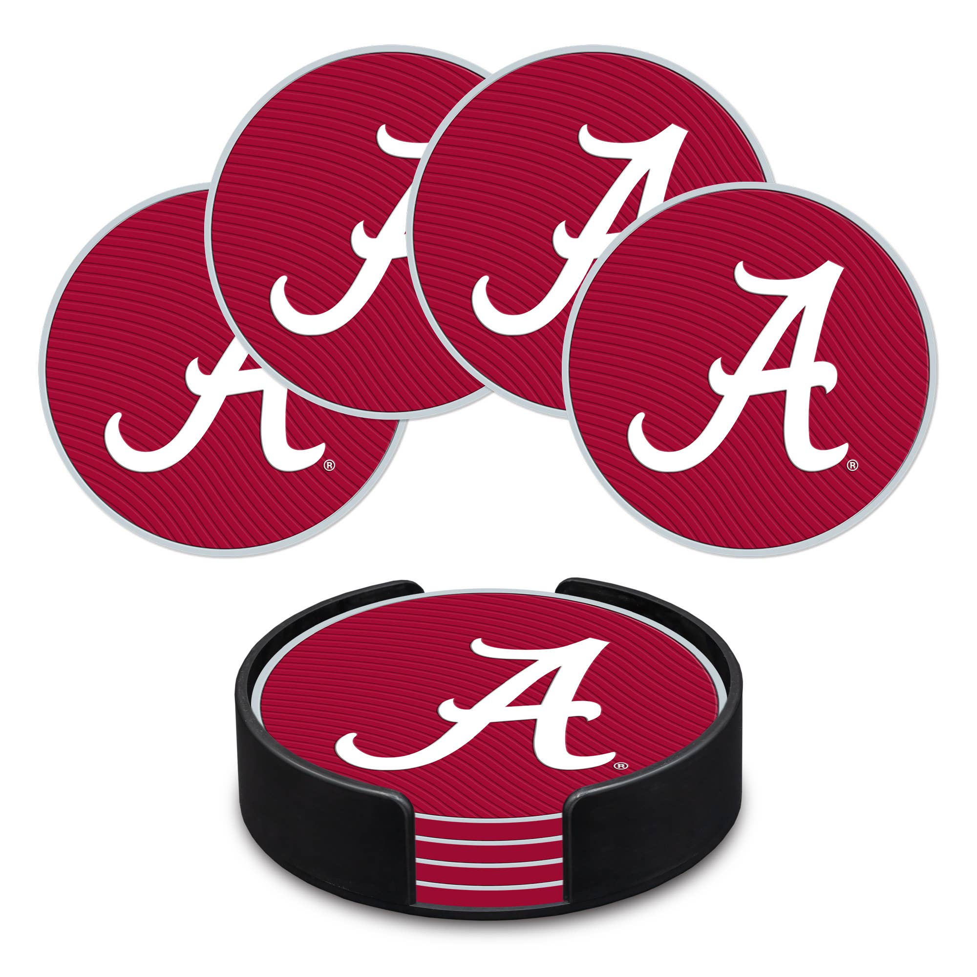 ALABAMA CRIMSON TIDE UNIVERSITY 4" MOLDED PVC COASTER 4-PACK