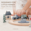 30-PC Wooden Train Set for Toddlers Ages 1+ by Comfy Cubs