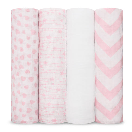 Muslin Swaddle Blankets, Pack of 4, 47" x 47" by Comfy Cubs