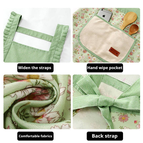 Cute Floral Canvas Apron for Women with Straps_CWMM6580