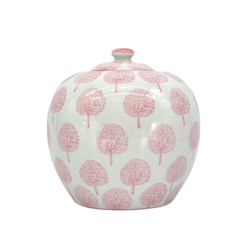 Pink & White Floral Chinoiserie Ginger Jar 8"