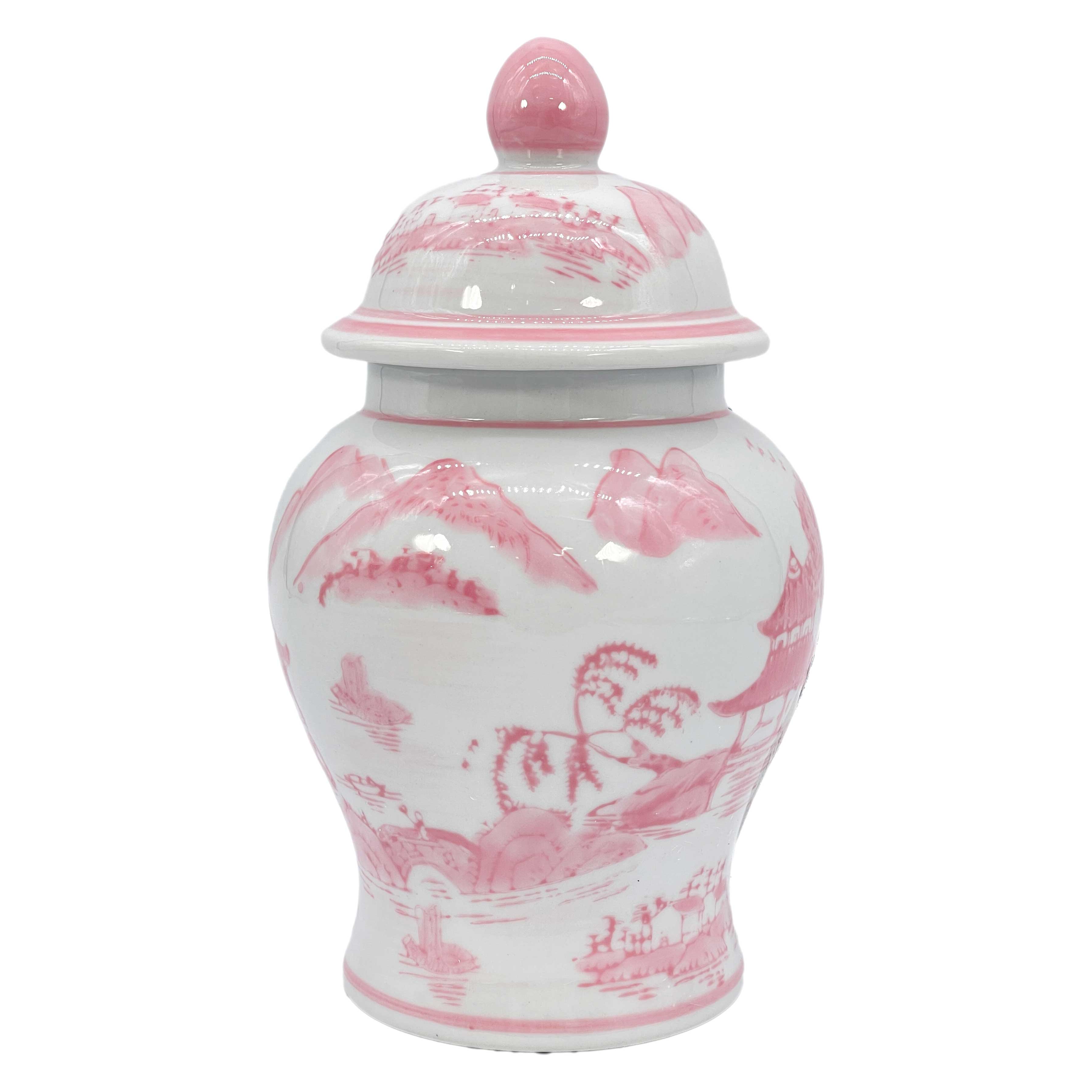 Small Chinoiserie Ceramic Tea & Ginger Jar 8"