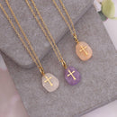 WOMEN NATURAL STONE CROSS NECKLACE_CWAJE0630
