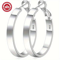 S925 Wide-Face Hoop Earrings