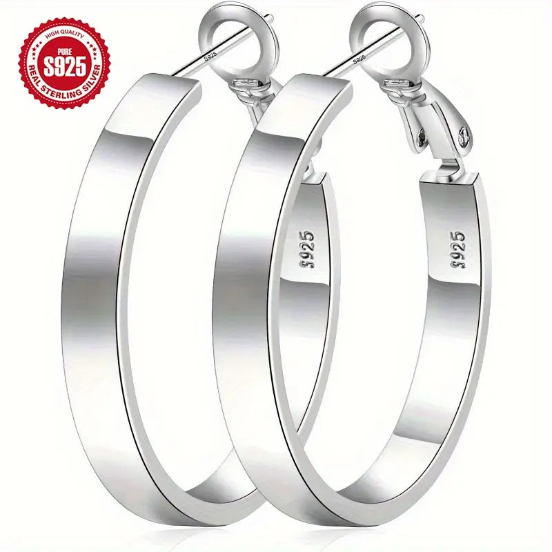 S925 Wide-Face Hoop Earrings