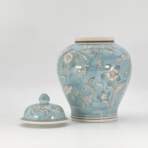 Light Blue & White Chinoiserie Ginger Jar 12"