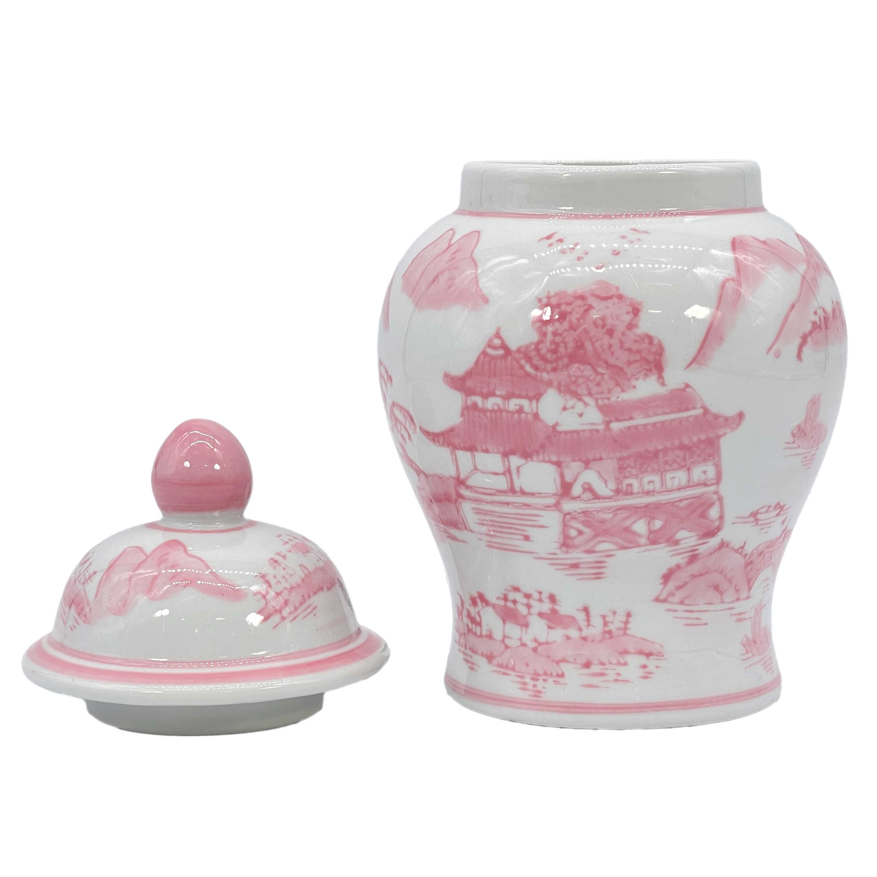 Small Chinoiserie Ceramic Tea & Ginger Jar 8"