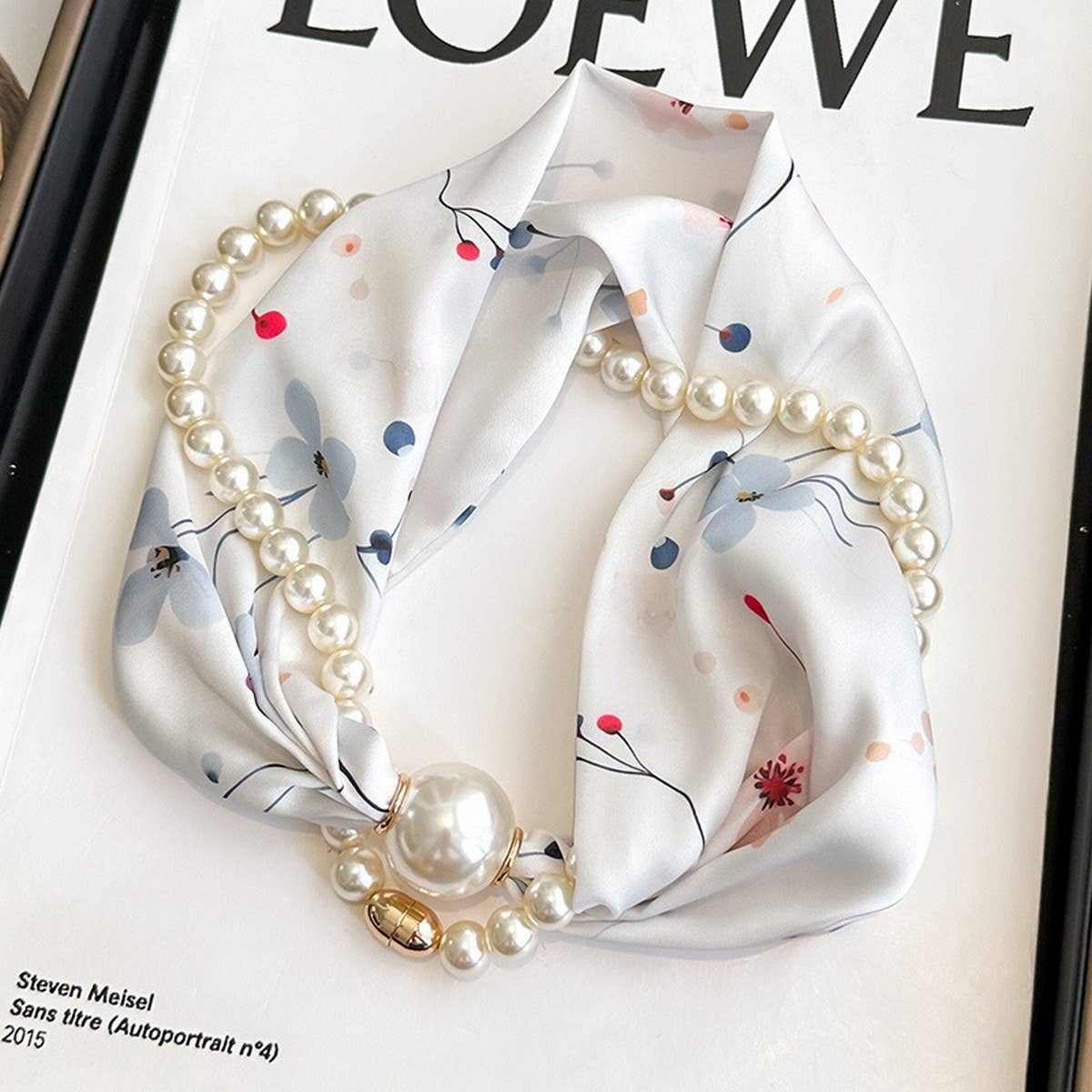 Pearl Magnetic Skinny Silk Neck Scarf_CWASC03931
