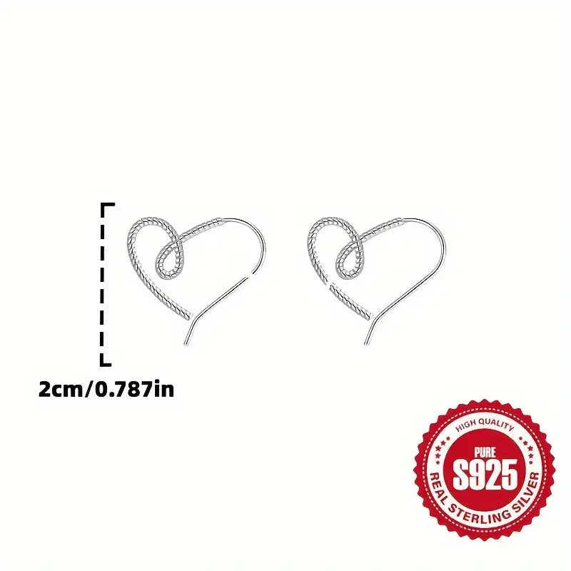 Sterling Silver Twisted Heart Loop Earrings