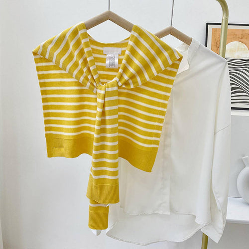 STRIPED KNITTED OUTER SHAWL_CWASC0758