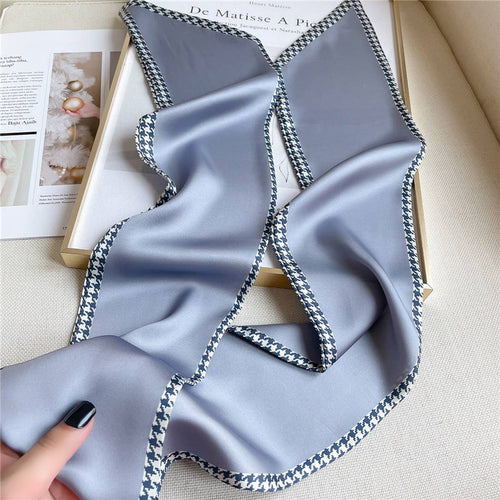 THIN SIMPLE GEOMETRIC LONG SILK HEAD SCARF_CWASC1521