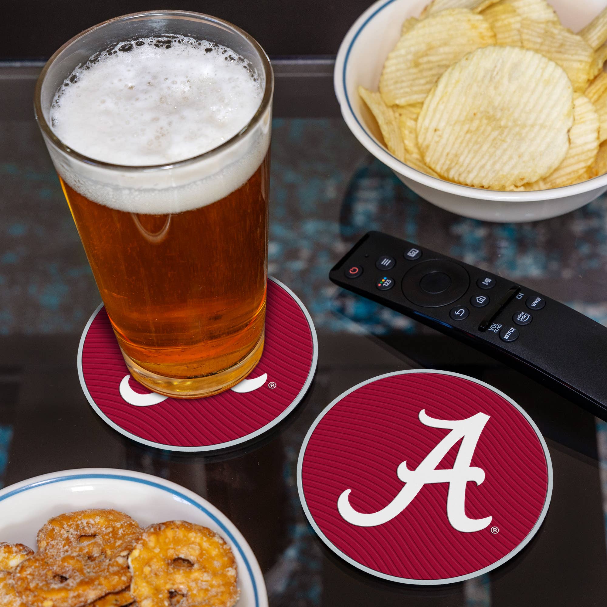 ALABAMA CRIMSON TIDE UNIVERSITY 4" MOLDED PVC COASTER 4-PACK
