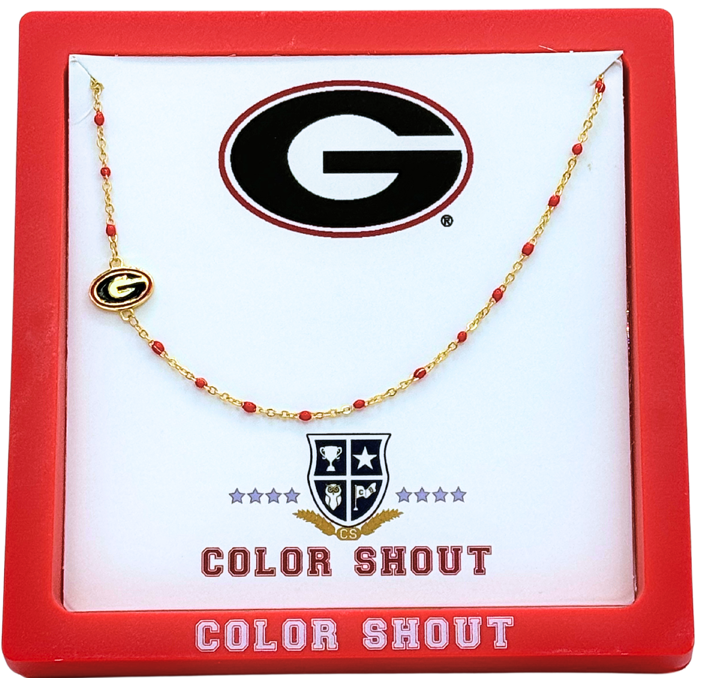 N201 GA-The Georgia Necklace: Side Set G Logo Enamel Bead Necklace
