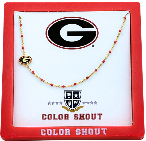 N201 GA-The Georgia Necklace: Side Set G Logo Enamel Bead Necklace