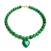 Natural Stone Heart Pendant Necklace Maillard Style Jewelry