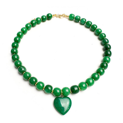 Natural Stone Heart Pendant Necklace Maillard Style Jewelry