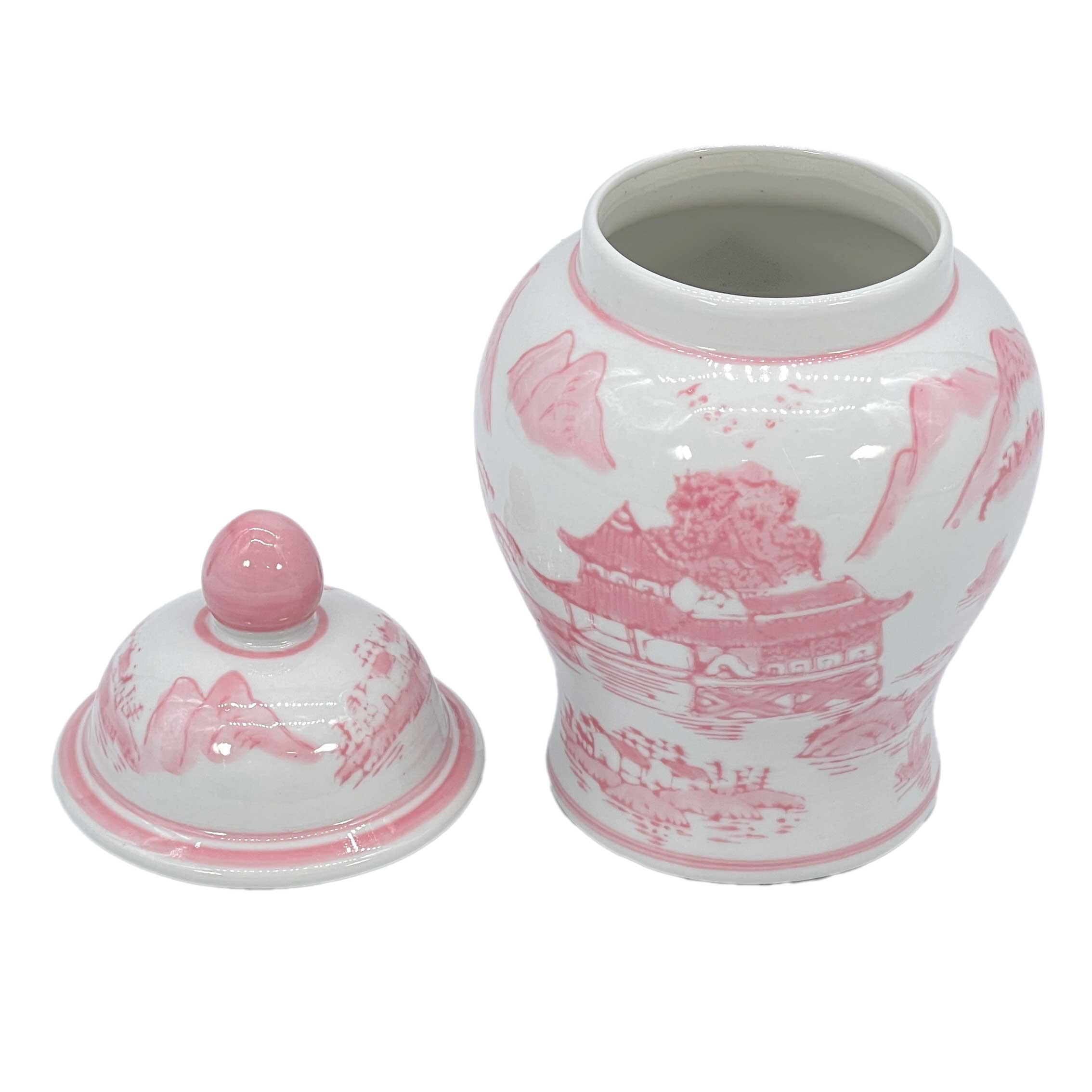Small Chinoiserie Ceramic Tea & Ginger Jar 8"