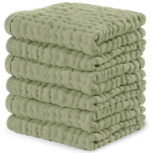 Muslin Baby Washcloths, Soft 10"x10" Cotton by Comfy Cubs