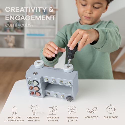 Busy Board Truck Toy Set with LED Light Switch for Kids 3+