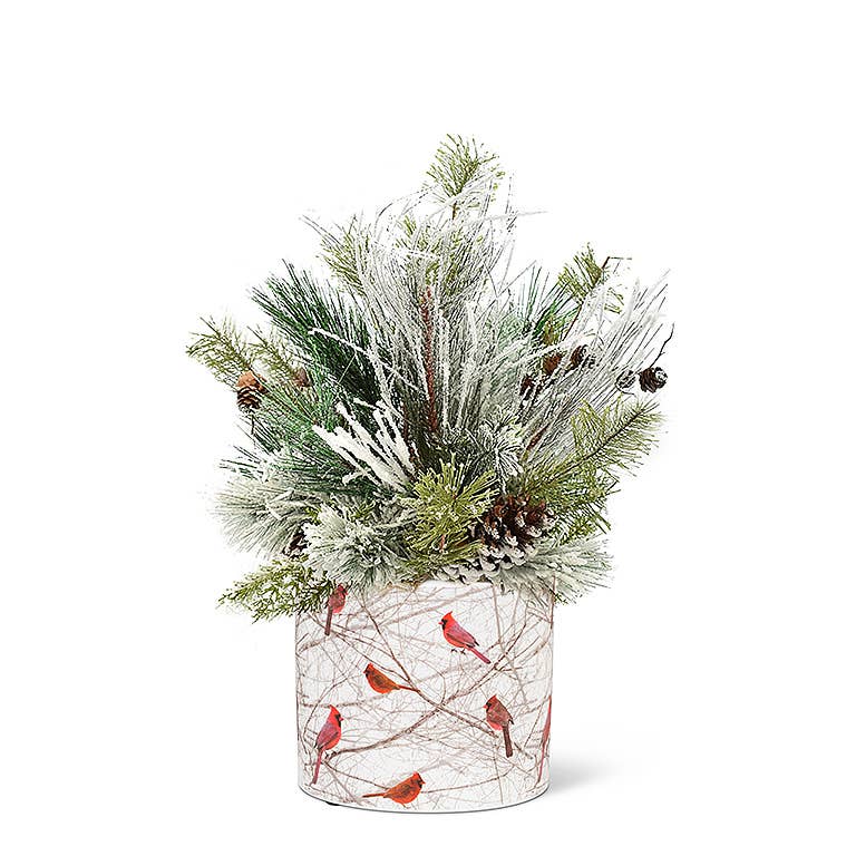 Small Cardinals in Bush Planter-4.5" D