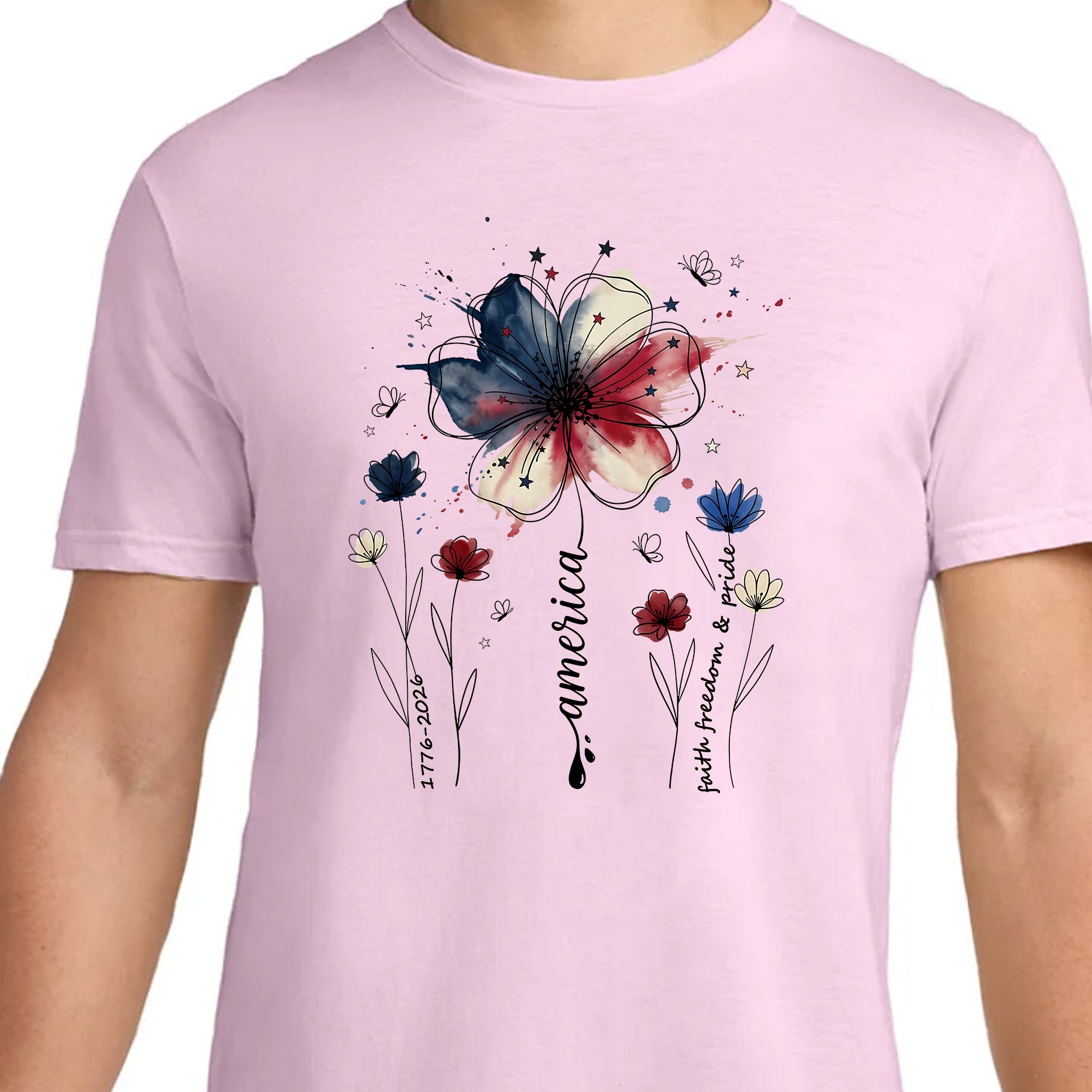 America Floral (Faith, Freedom and Pride) T-Shirts