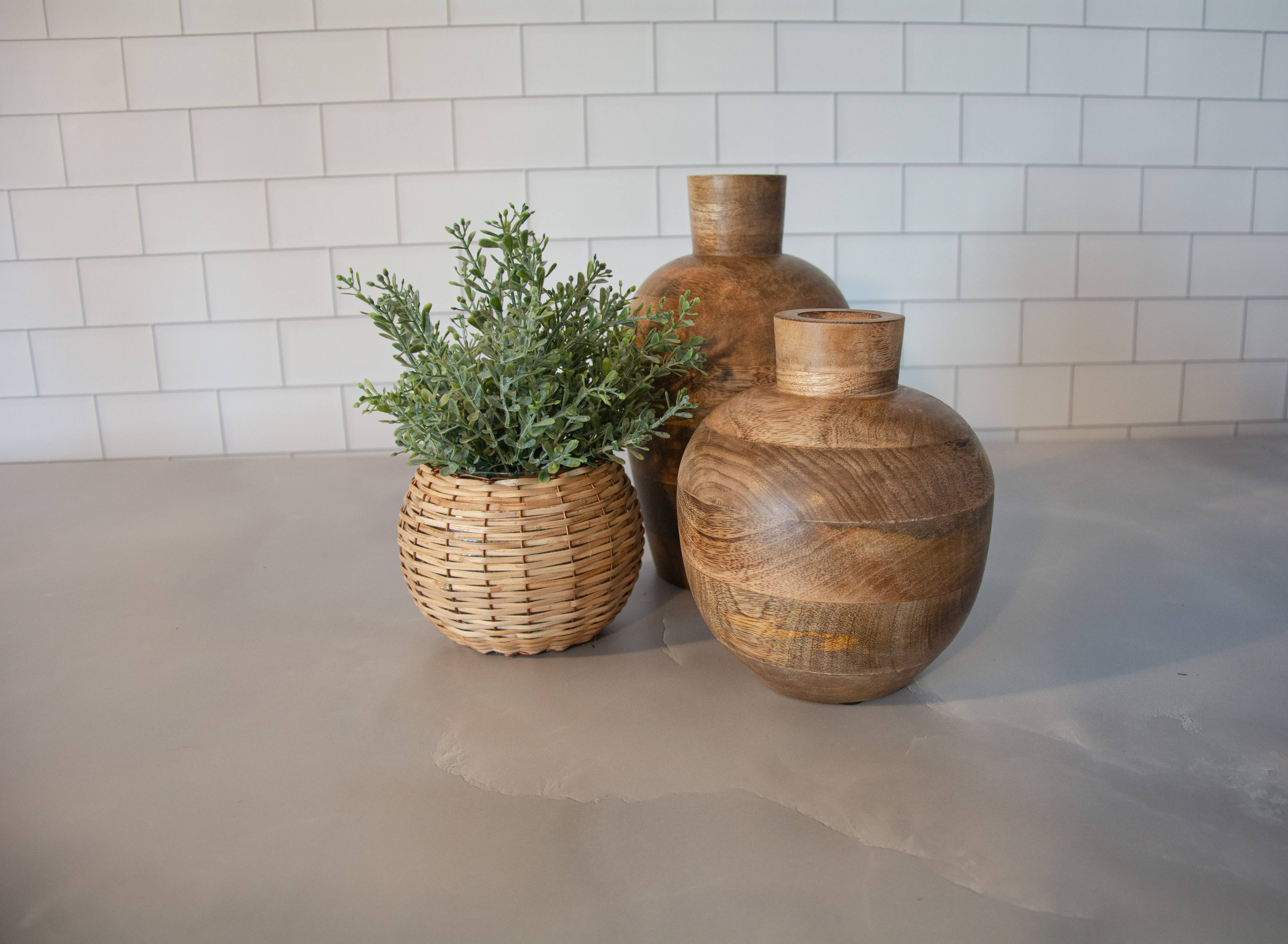 Artisan Wood 6x6x7.5 Natural Mango Wood Vase