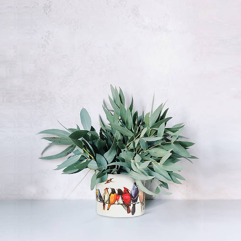 Sm Birds on Wire Planter-4.5" D